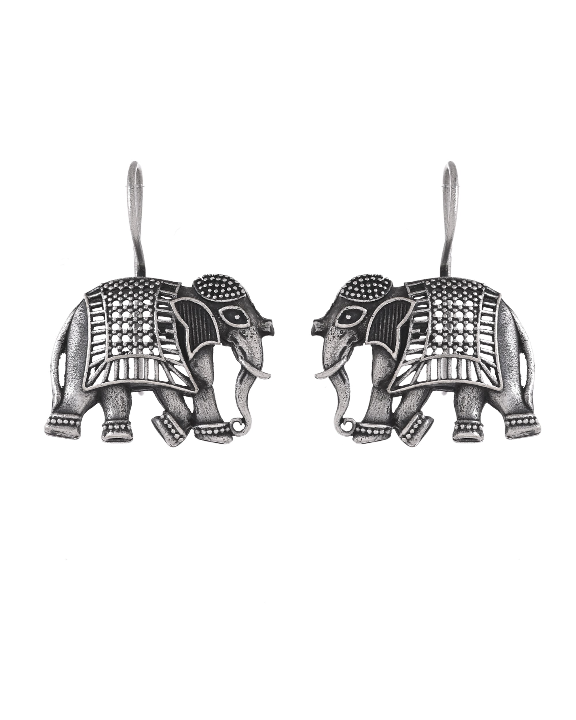 VOJ Silver Toned Animal Designed Drop Earrings