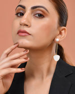 Thumbnail for VOJ Gold Plated Stone With Pearl Long Studs Earrings - Dista