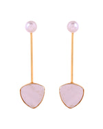 Thumbnail for VOJ Gold Plated Stone With Pearl Long Studs Earrings - Dista