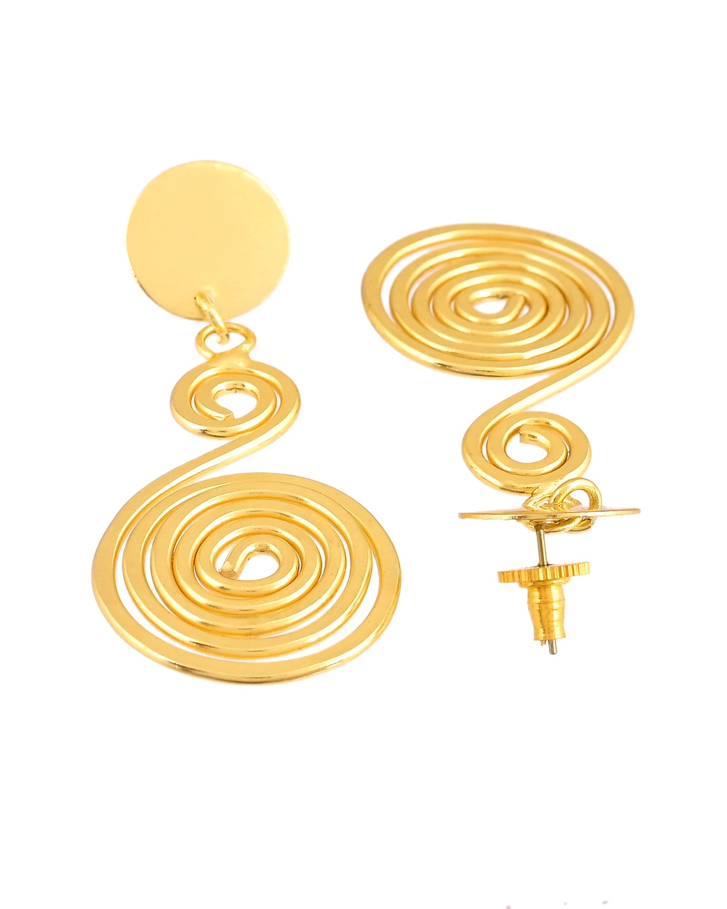 VOJ Gold Plated Twisted Designed Drop Earrings - Dista