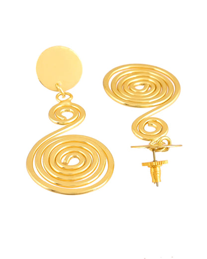 VOJ Gold Plated Twisted Designed Drop Earrings - Dista