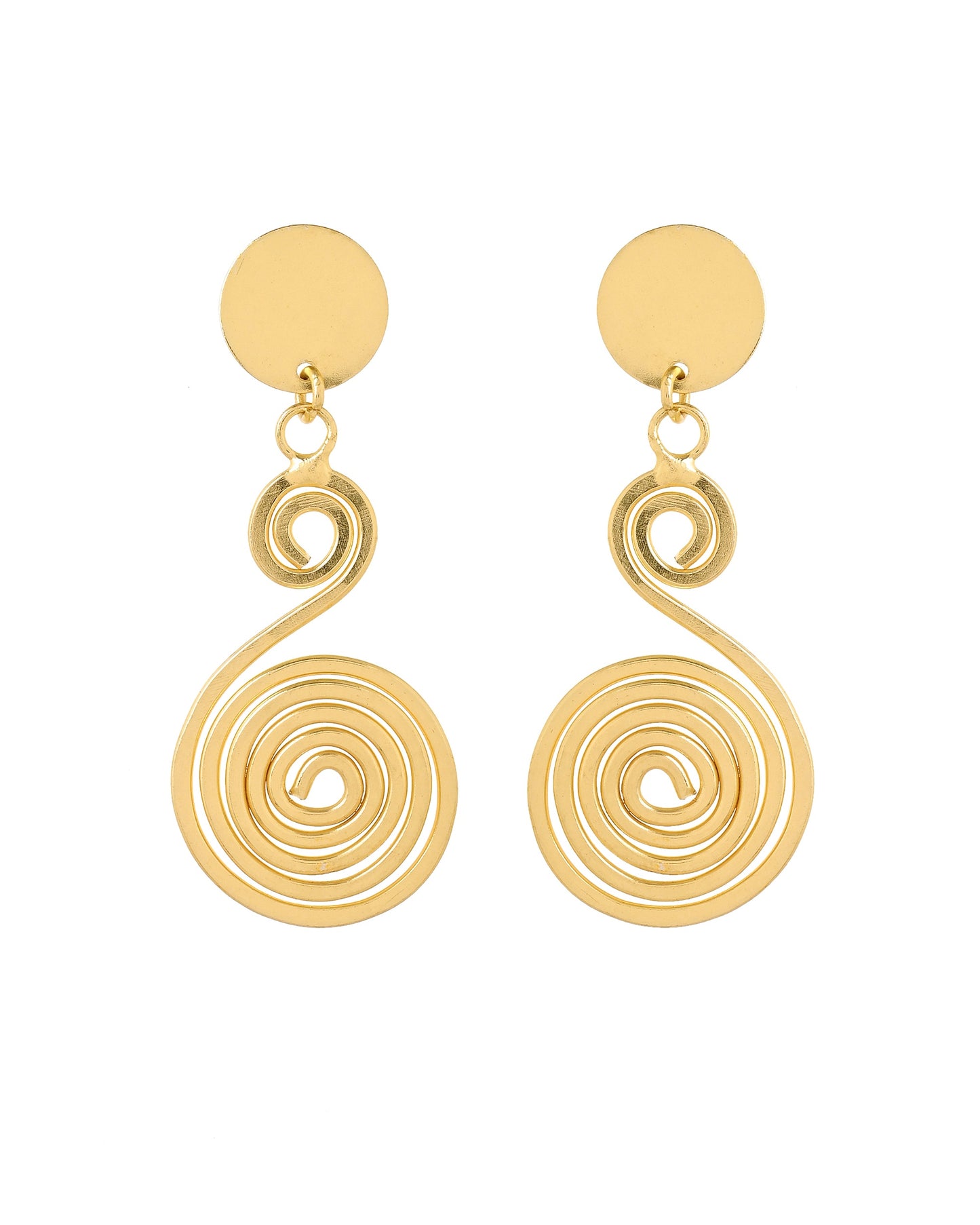 VOJ Gold Plated Twisted Designed Drop Earrings - Dista