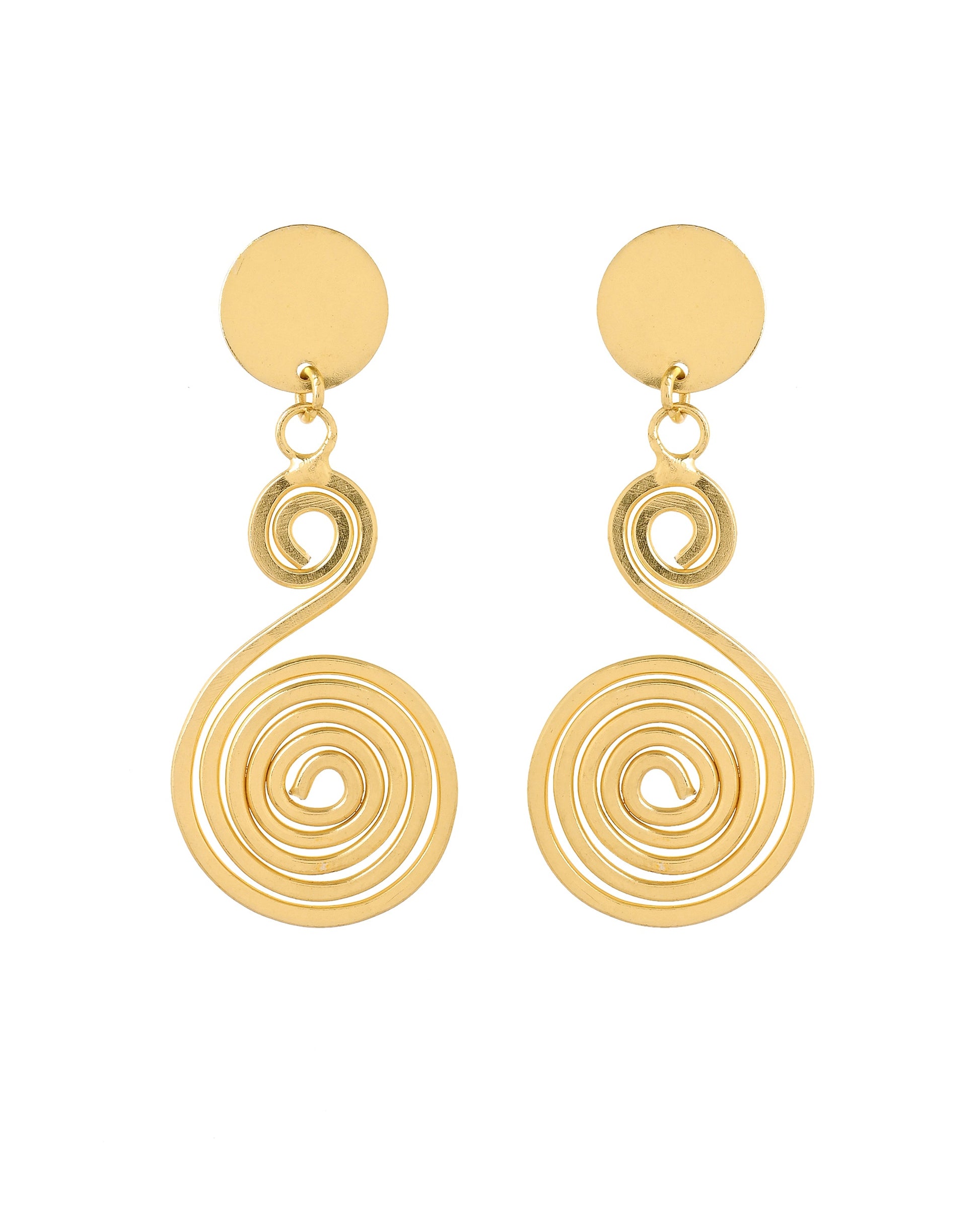 VOJ Gold Plated Twisted Designed Drop Earrings - Dista
