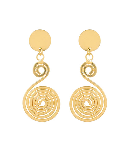 VOJ Gold Plated Twisted Designed Drop Earrings - Dista