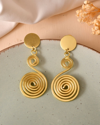 VOJ Gold Plated Twisted Designed Drop Earrings - Dista