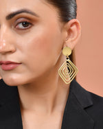Thumbnail for VOJ Gold Plated Square Twisted Designed Drop Earrings