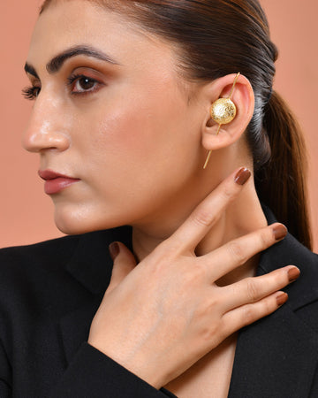 VOJ Gold Plated Circular Ear Cuff Earrings - Dista