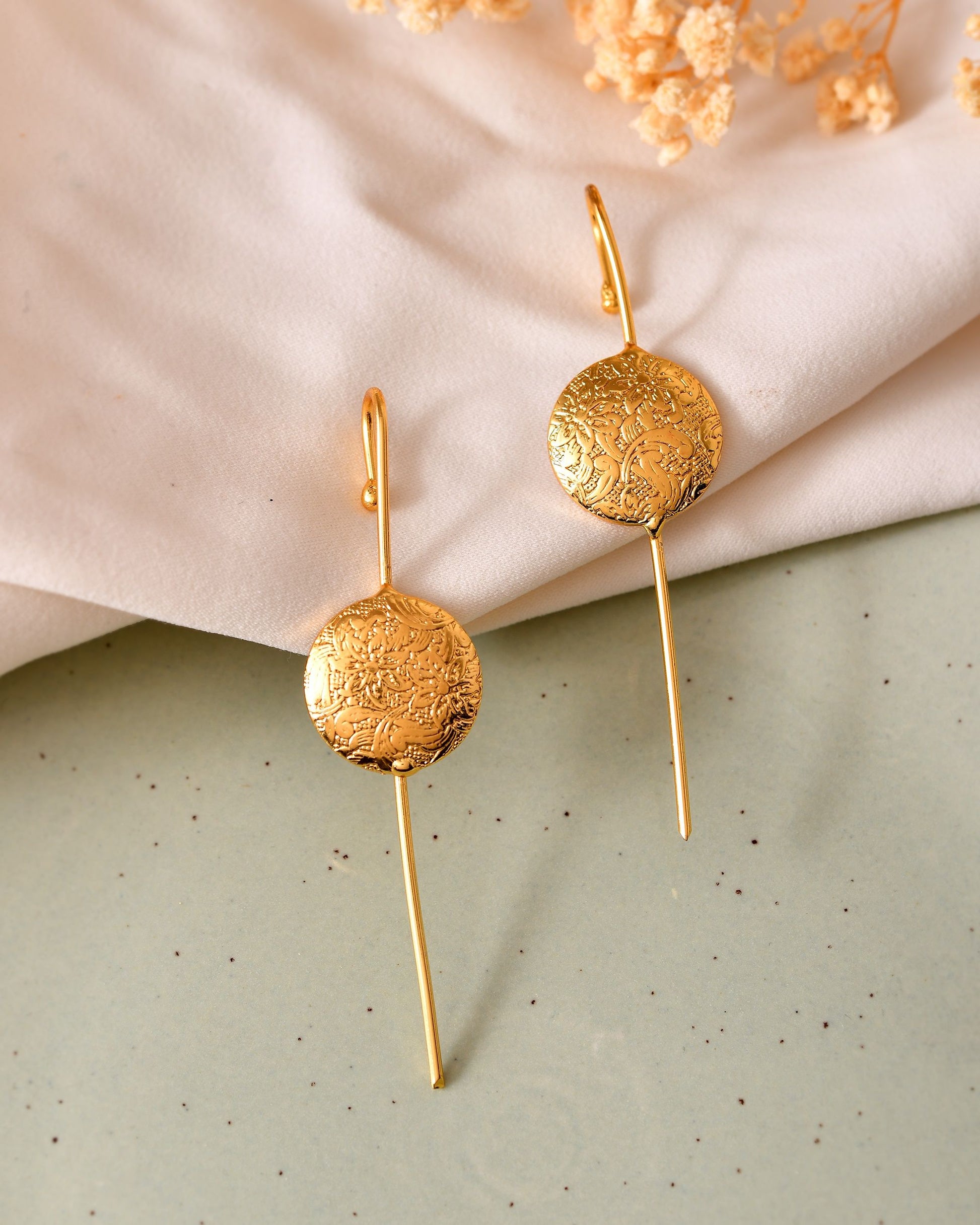 VOJ Gold Plated Circular Ear Cuff Earrings - Dista