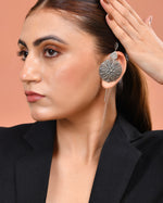 Thumbnail for VOJ Silver Toned Floral Design Oxidized Ear Cuff Earrings - Dista