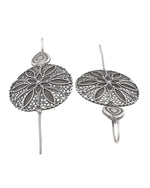 Thumbnail for VOJ Silver Toned Floral Design Oxidized Ear Cuff Earrings - Dista
