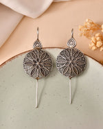 Thumbnail for VOJ Silver Toned Floral Design Oxidized Ear Cuff Earrings - Dista