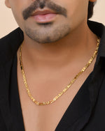 Thumbnail for VOJ Gold Plated Thunder Light Shaped Biscuit Chain For Men
