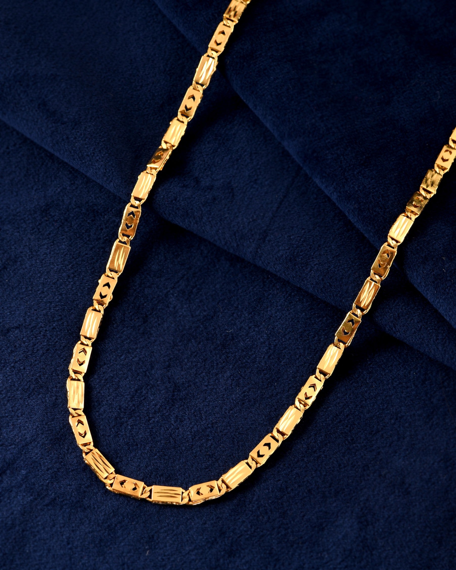 VOJ Gold Plated Designer Biscuit Chain For Men