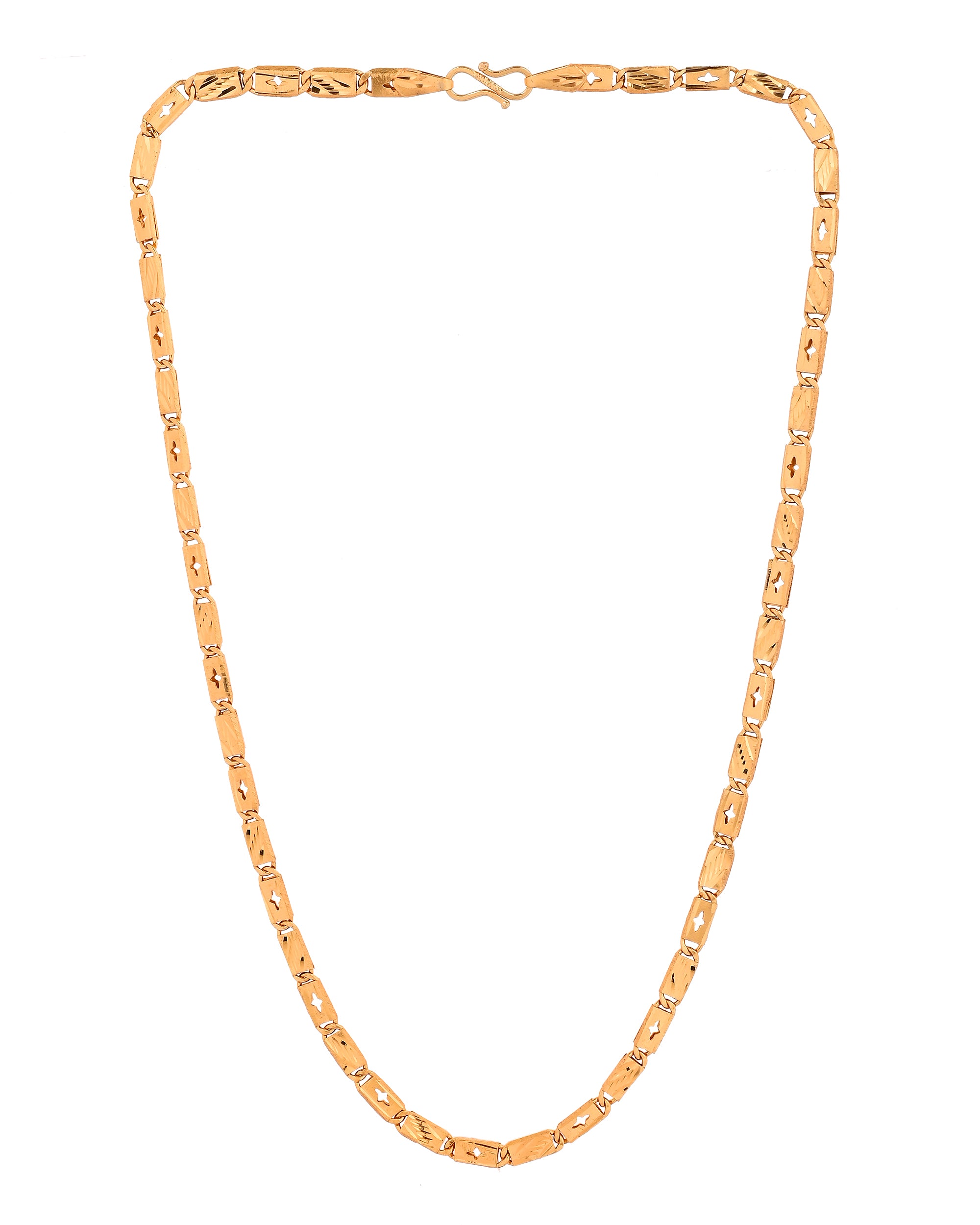 VOJ Gold Plated Designer Biscuit Chain For Men