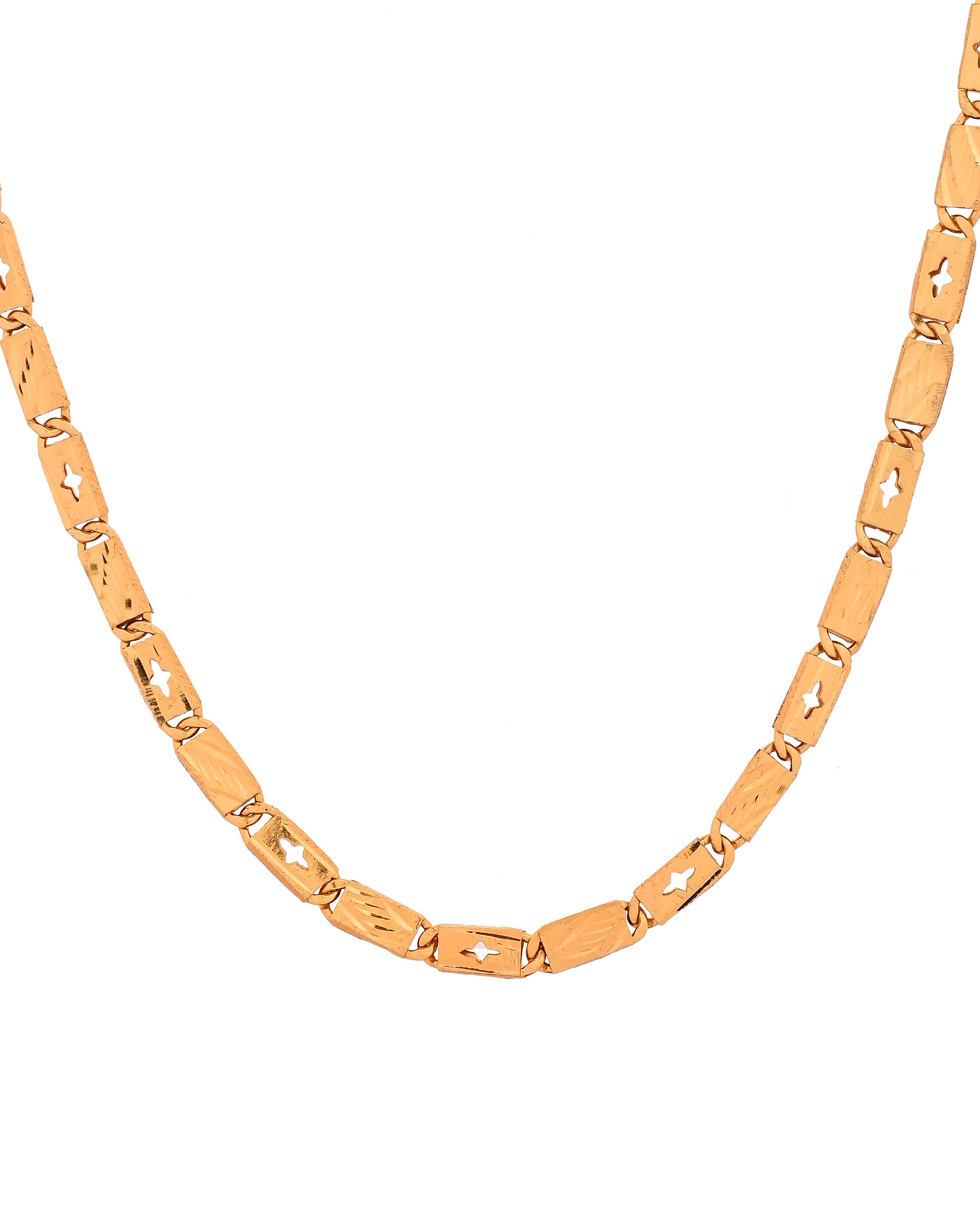VOJ Gold Plated Designer Biscuit Chain For Men