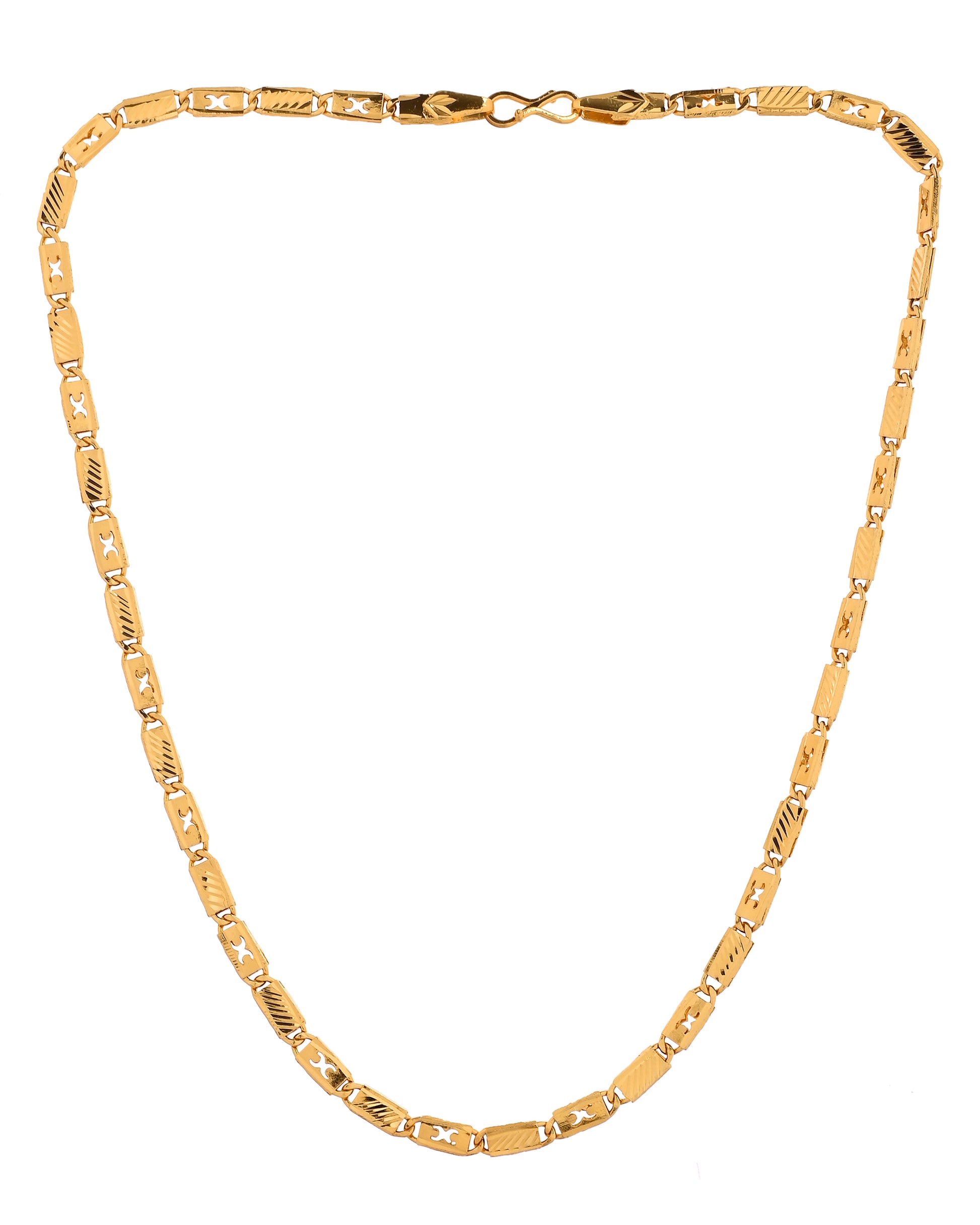 VOJ Gold Plated X Designed Biscuit Chain For Men - Dista