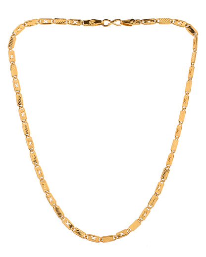 VOJ Gold Plated X Designed Biscuit Chain For Men - Dista