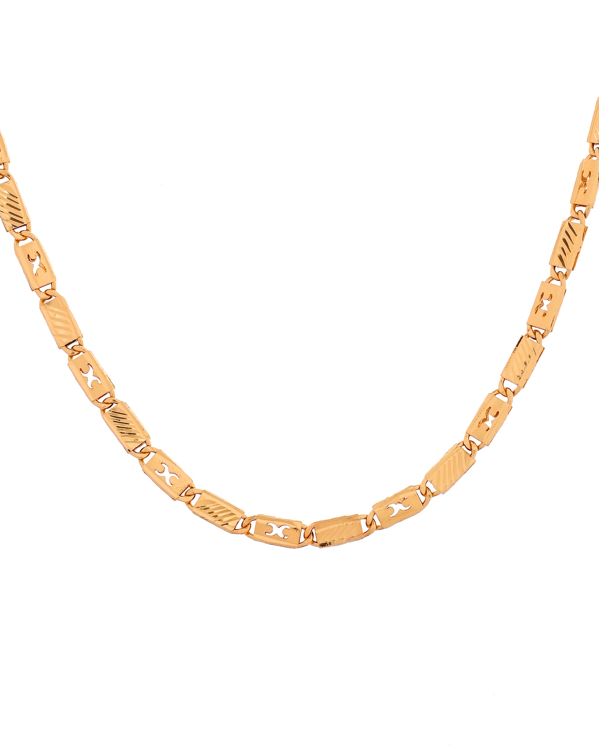 VOJ Gold Plated X Designed Biscuit Chain For Men - Dista