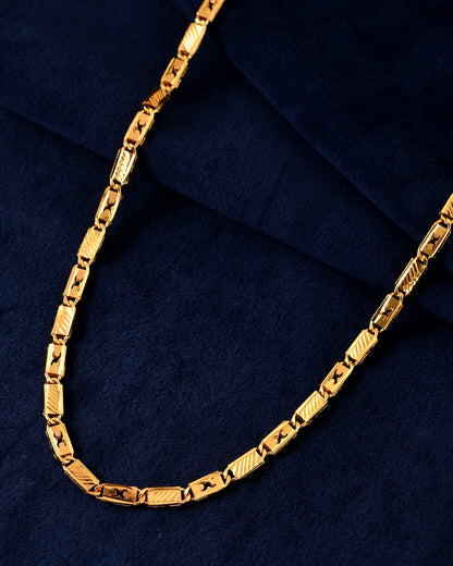 VOJ Gold Plated X Designed Biscuit Chain For Men - Dista