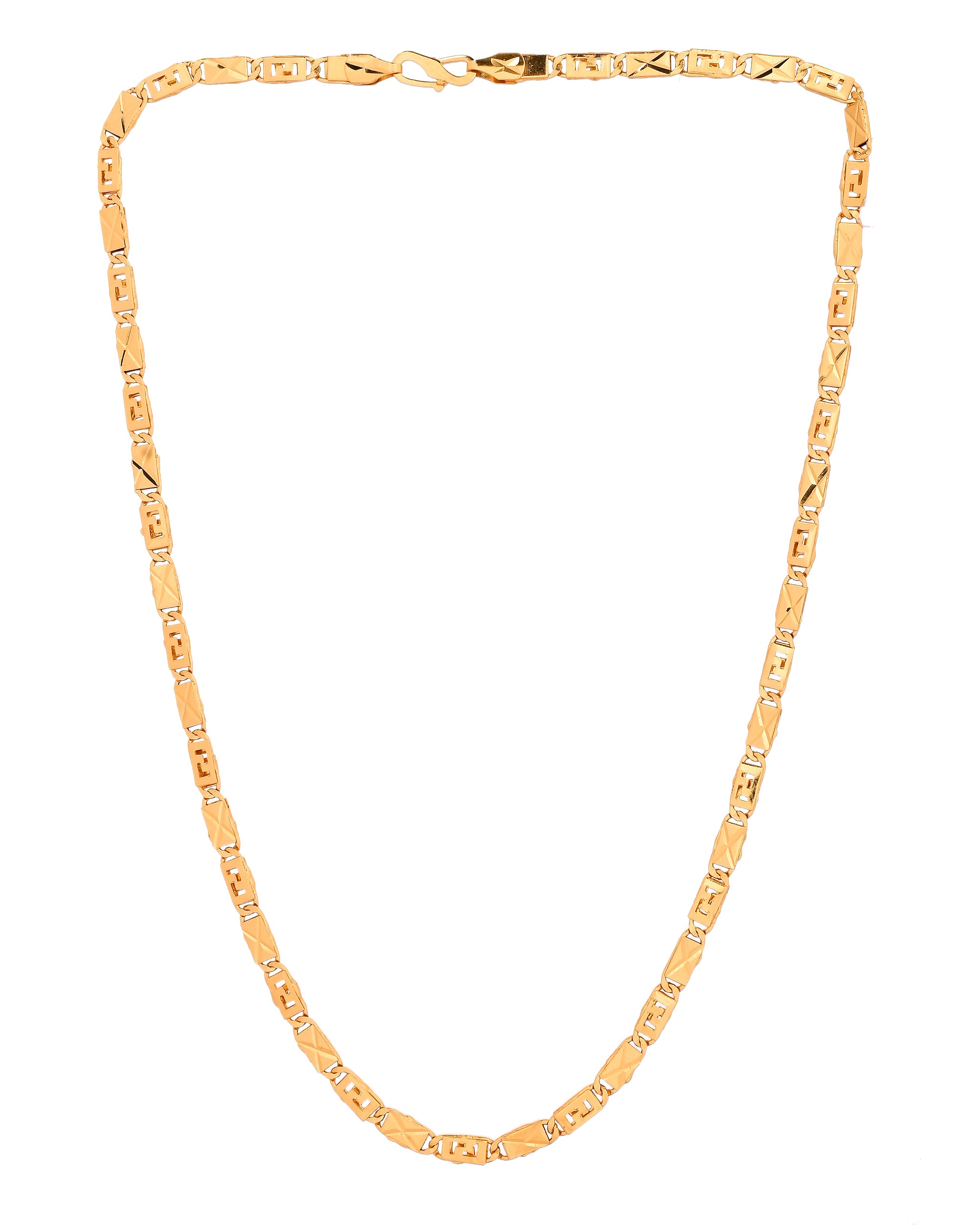 VOJ Gold Plated Geometric Designed Biscuit Chain For Men