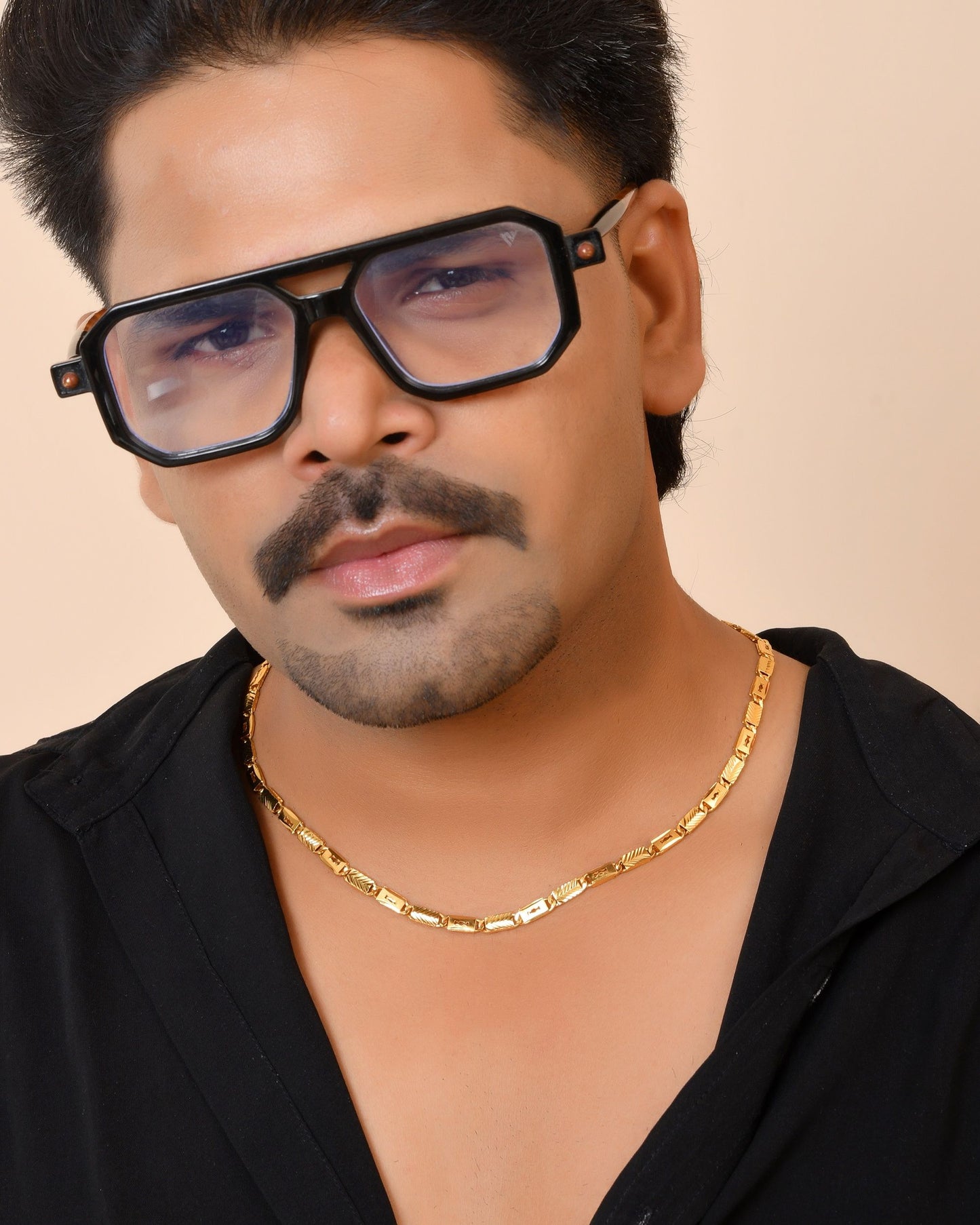 VOJ Gold Plated Toffee Designed Biscuit Chain For Men - Dista