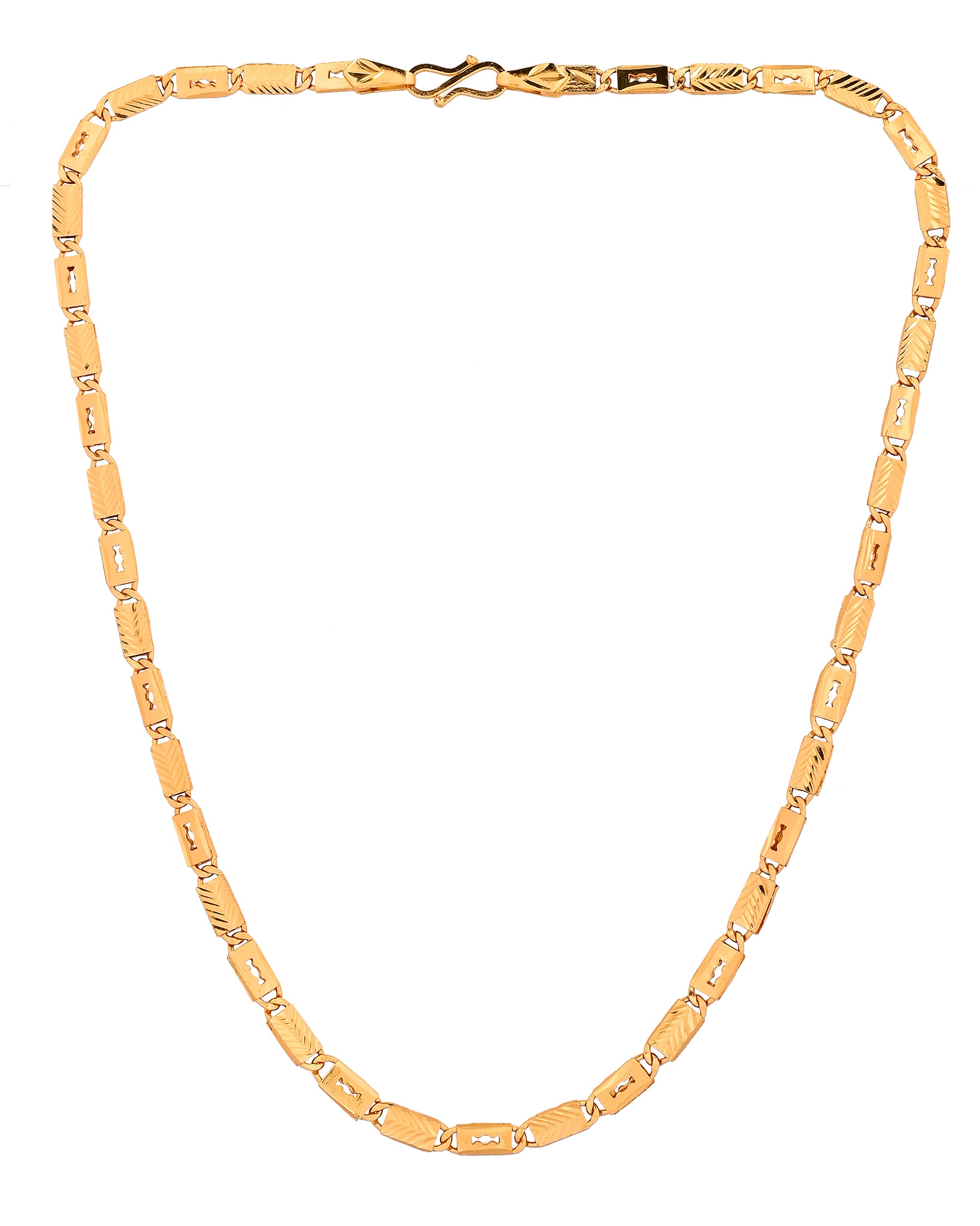 VOJ Gold Plated Toffee Designed Biscuit Chain For Men