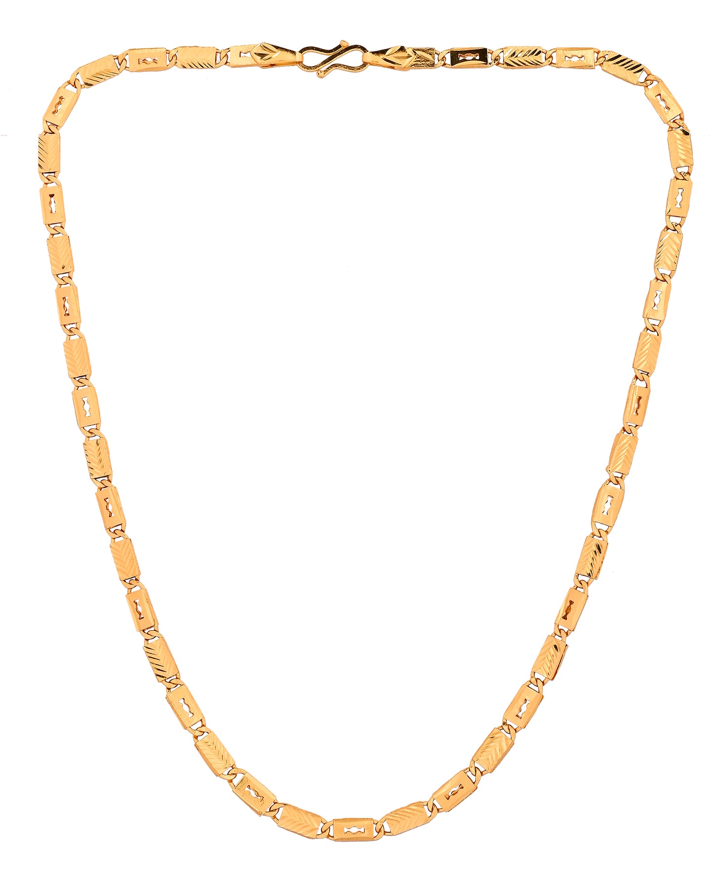 VOJ Gold Plated Toffee Designed Biscuit Chain For Men - Dista