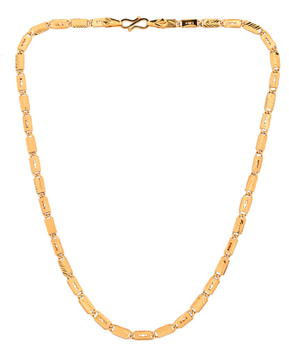 VOJ Gold Plated Toffee Designed Biscuit Chain For Men - Dista