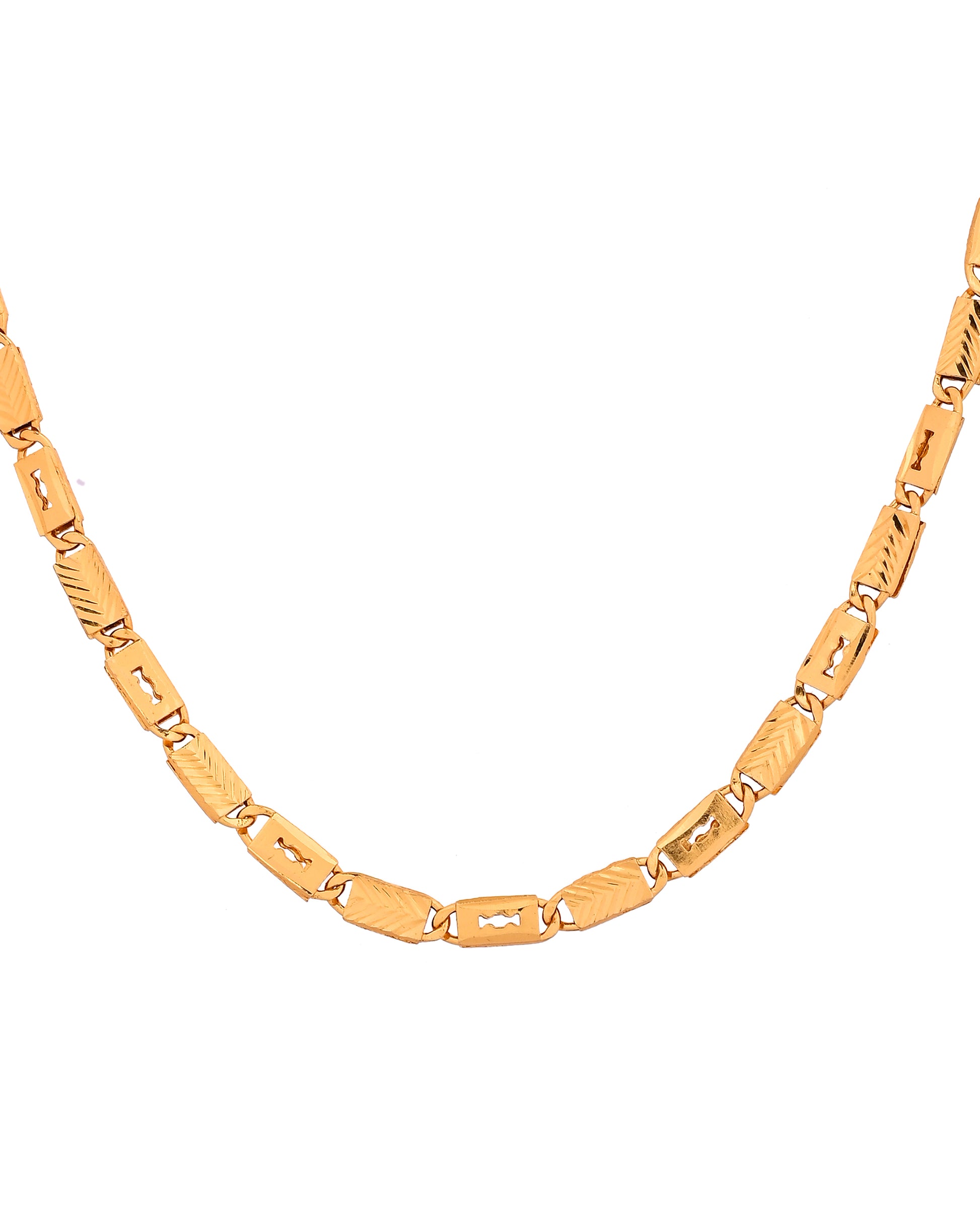 VOJ Gold Plated Toffee Designed Biscuit Chain For Men - Dista