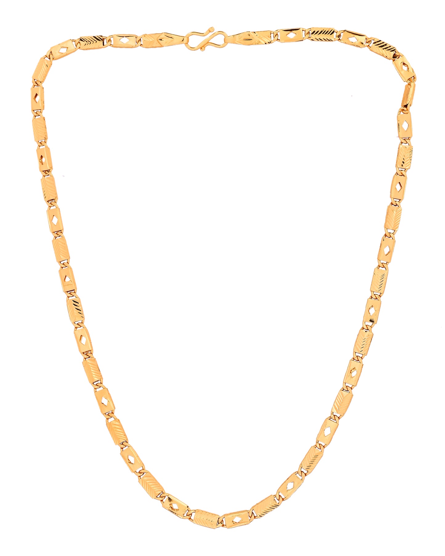 VOJ Gold Plated Square Designed Biscuit Chain For Men - Dista