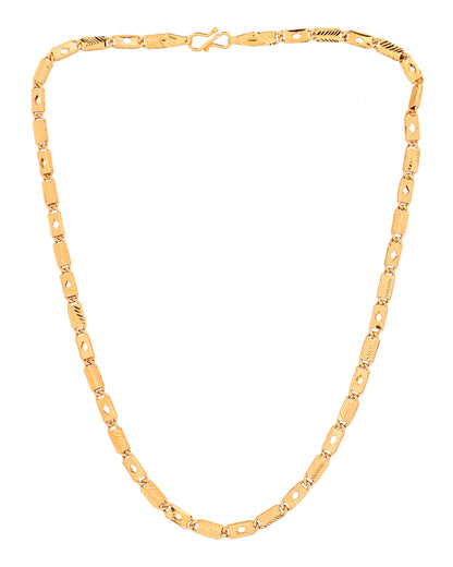 VOJ Gold Plated Square Designed Biscuit Chain For Men - Dista
