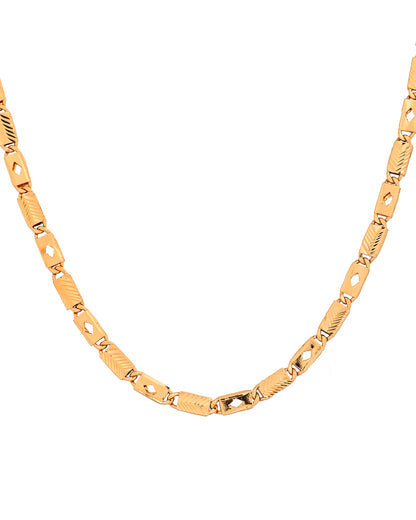 VOJ Gold Plated Square Designed Biscuit Chain For Men - Dista