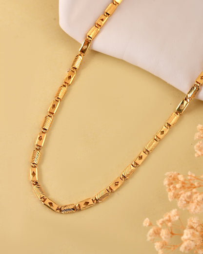 VOJ Gold Plated Square Designed Biscuit Chain For Men - Dista