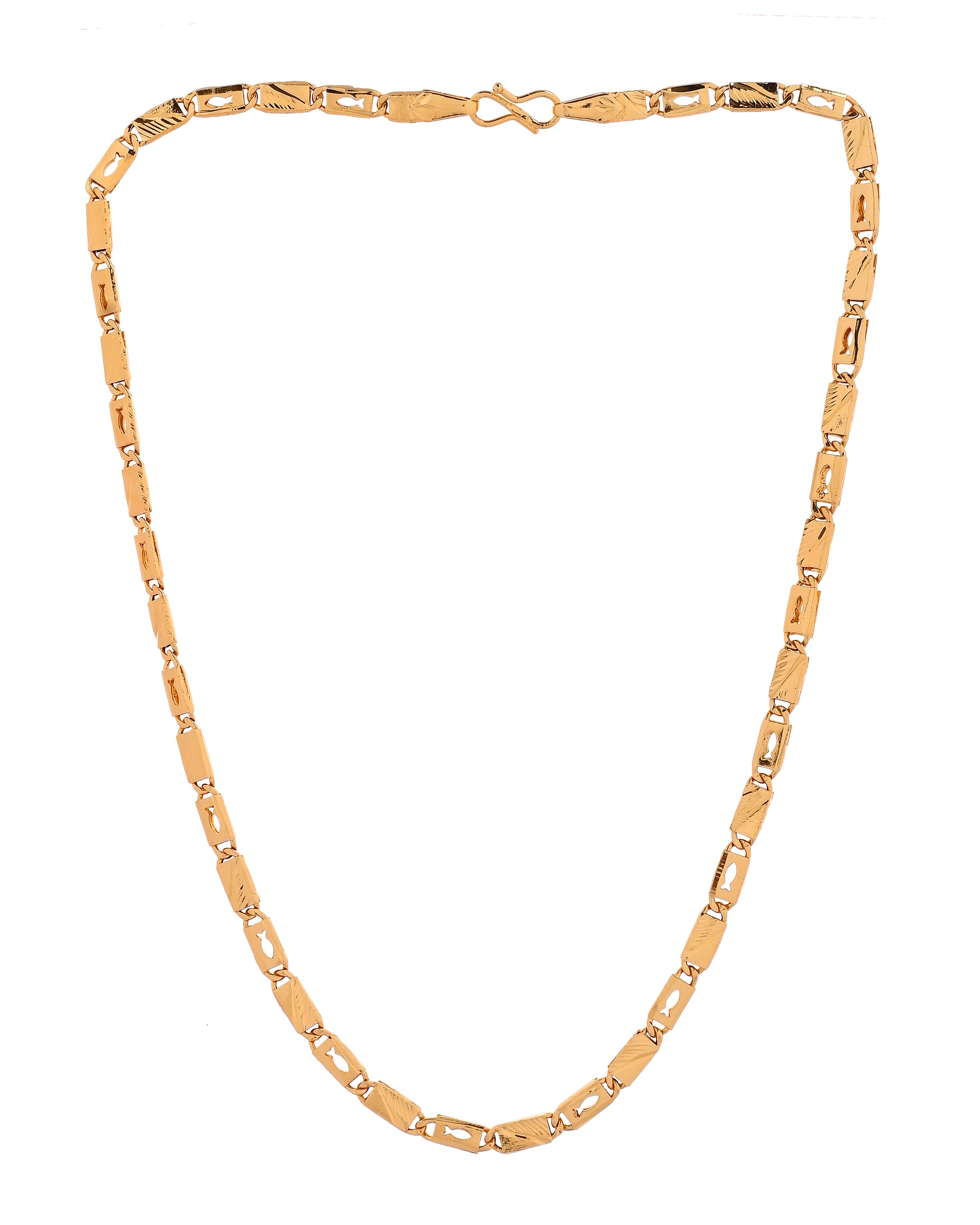 VOJ Gold Plated Fish Designed Biscuit Chain For Men