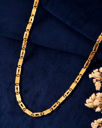 VOJ Gold Plated Fish Designed Biscuit Chain For Men - Dista
