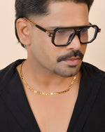 Thumbnail for VOJ Gold Toned Rectangular Designed Biscuit Chain For Men