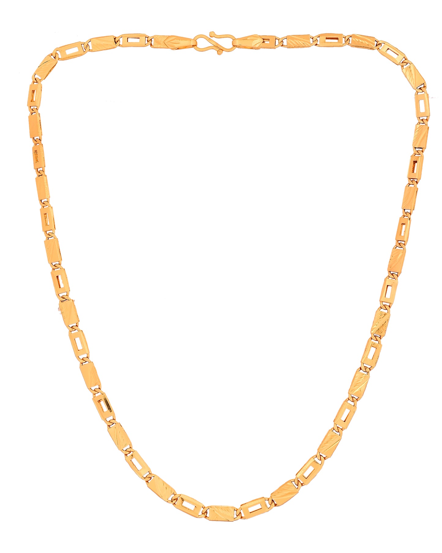 VOJ Gold Toned Rectangular Designed Biscuit Chain For Men - Dista