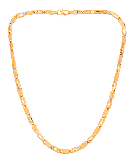 VOJ Gold Toned Rectangular Designed Biscuit Chain For Men - Dista