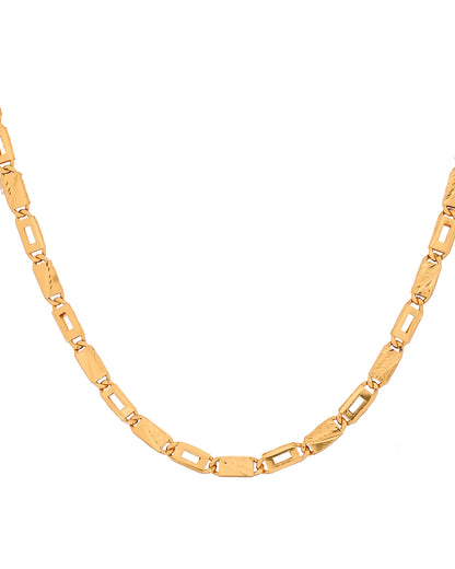 VOJ Gold Toned Rectangular Designed Biscuit Chain For Men - Dista