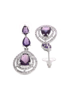 Thumbnail for VOJ Silver Toned Purple Tear Drop Shaped Stone Ad Necklace Set - Dista