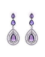 Thumbnail for VOJ Silver Toned Purple Tear Drop Shaped Stone Ad Necklace Set - Dista