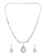 Thumbnail for VOJ Silver Toned Tear Drop Shaped Stone Ad Necklace Set - Dista