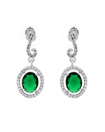Thumbnail for VOJ Silver Plated Oval Green Stone Studded Ad Jewellery Set - Dista