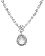Thumbnail for VOJ Silver Plated Drop Shaped Stone With Ad Stone Simple Jewellery Set - Dista