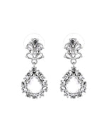 Thumbnail for VOJ Silver Plated Drop Shaped Stone With Ad Stone Simple Jewellery Set - Dista