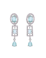 Thumbnail for VOJ Silver Toned Cz Stone Studded Designer Necklace Set - Dista