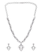 Thumbnail for VOJ Silver Plated Cz Stone Studded Designer Elegant Necklace Set - Dista