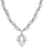 Thumbnail for VOJ Silver Plated Cz Stone Studded Designer Elegant Necklace Set - Dista