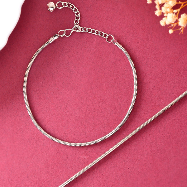 VOJ Set Of 2 Silver Plated Snake Anklet - Distacart