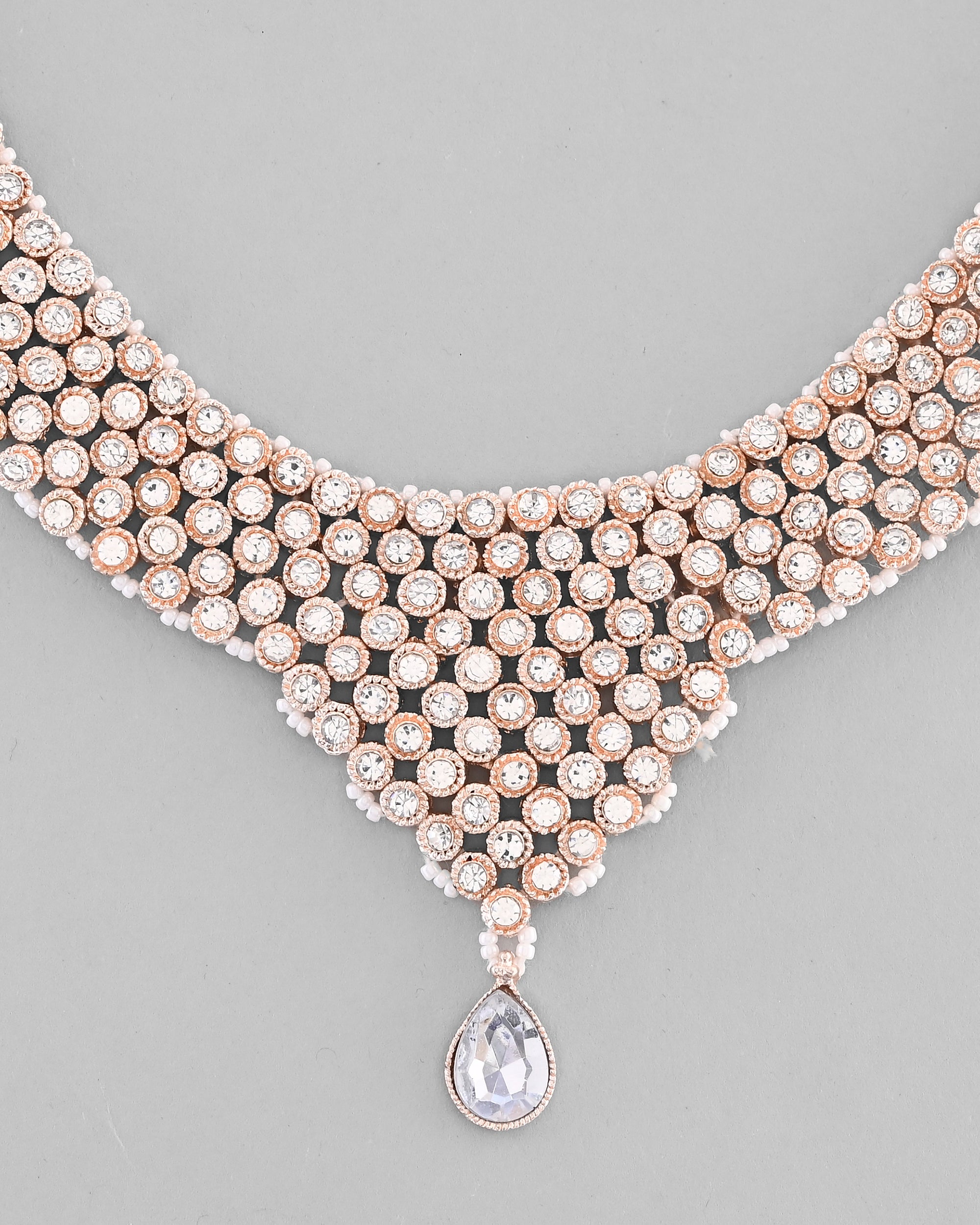 VOJ Silver Plated Party Wear AD Choker Necklace Jewellery Set - Distacart